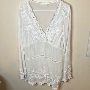 White Lace Trim Blouse